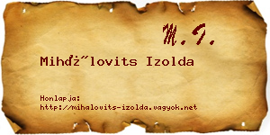Mihálovits Izolda névjegykártya